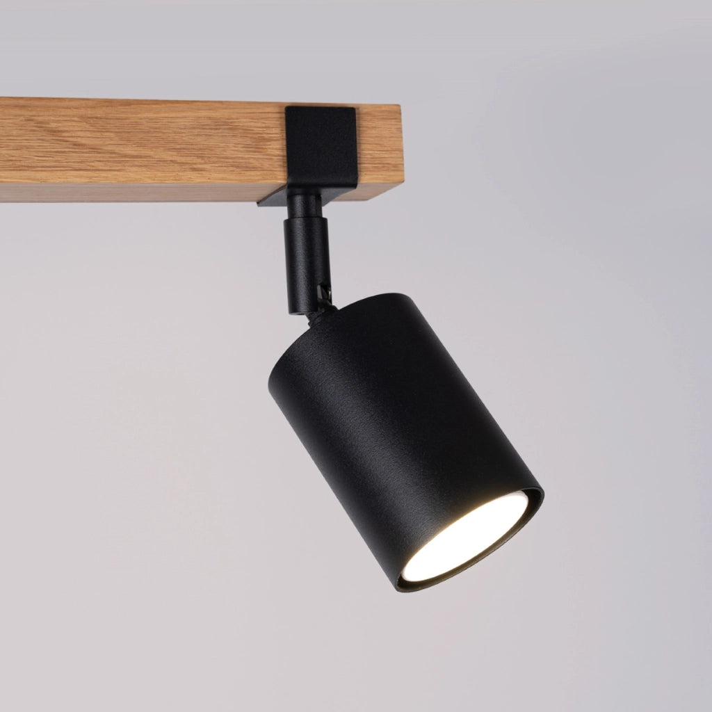 Spot soffitto scandinavo doppio nero legno 2xGU10