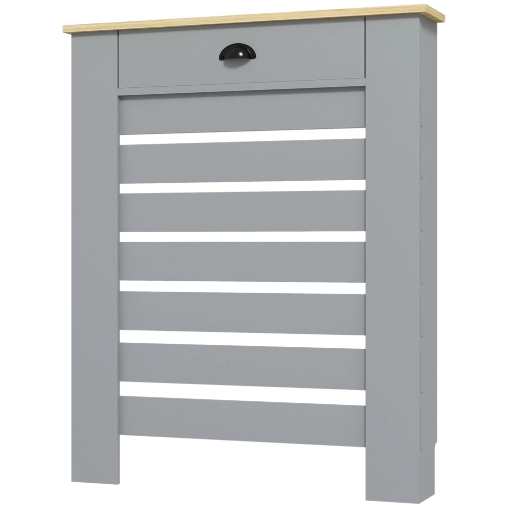Copritermosifone a Doghe con Cassetto ¨C Zephmum ¨C Grigio 78x19x95.5 cm
