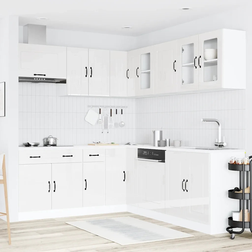Set Mobili da Cucina 11 pz Kalmar Bianchi Lucido in Truciolato 3314913