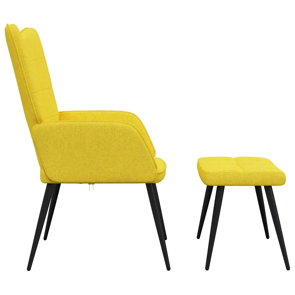 Poltrona | Sedia Relax con Sgabello Giallo Senape in Tessuto