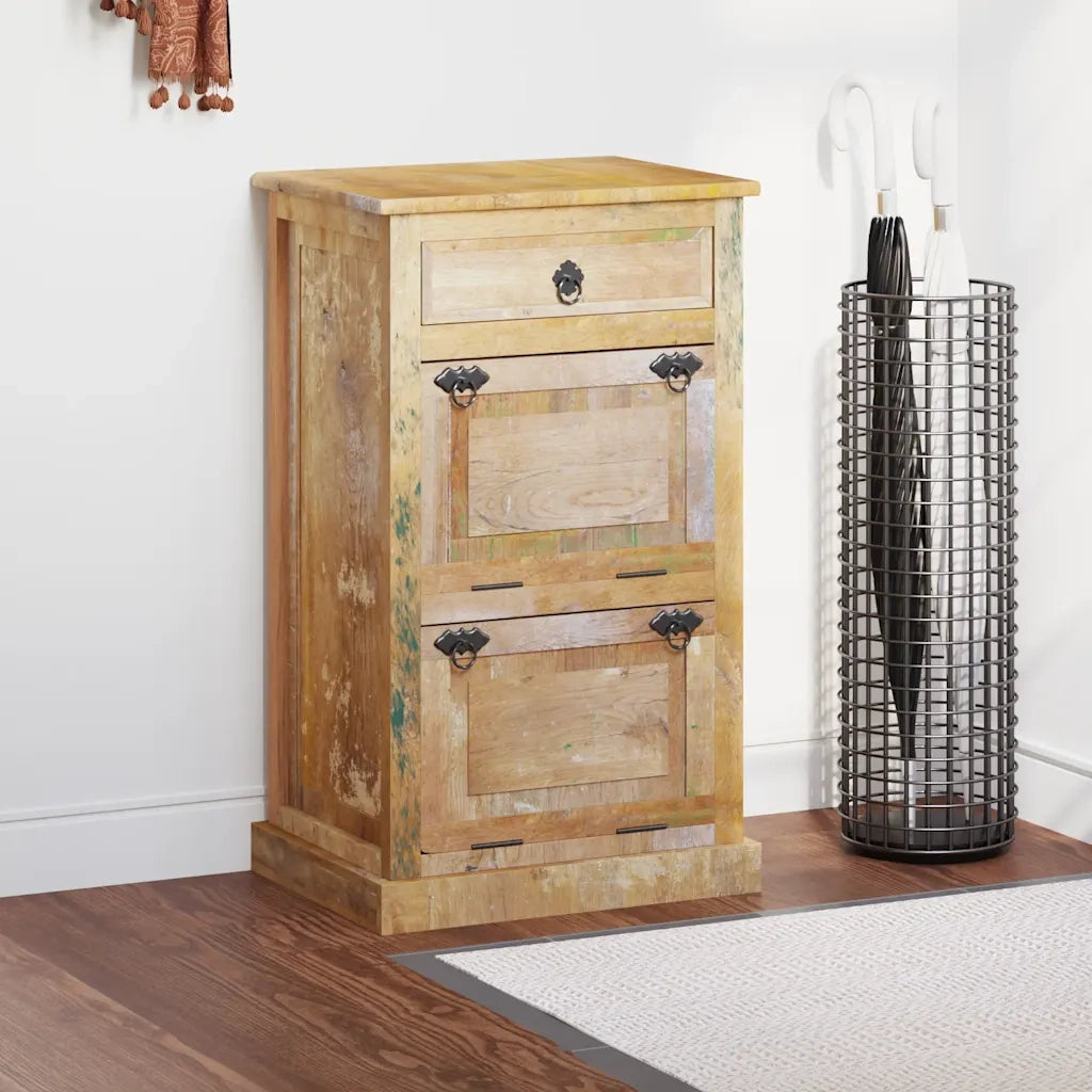 Scarpiera a 4 Livelli con Cassetto Legno Massello di Recupero 243974