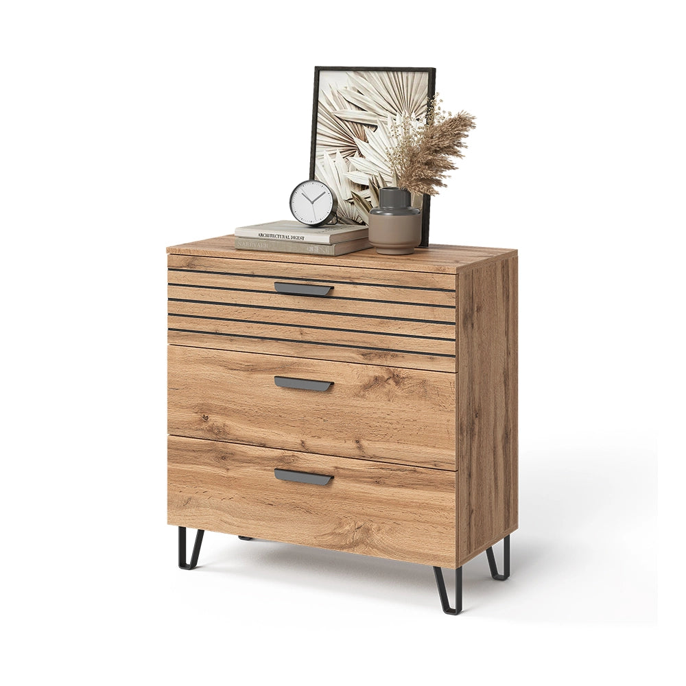 Vicco Cassettiera Quercia Wotan 80 x 82 cm con 3 cassetti