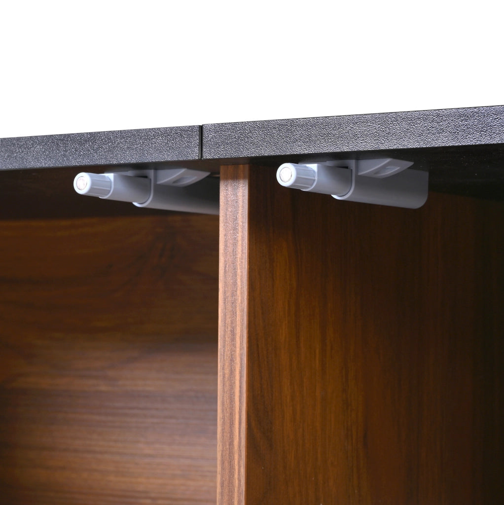 Mobile TV 190x35x45 cm con ante scorrevoli e griglia in MDF e pannello truciolare noce