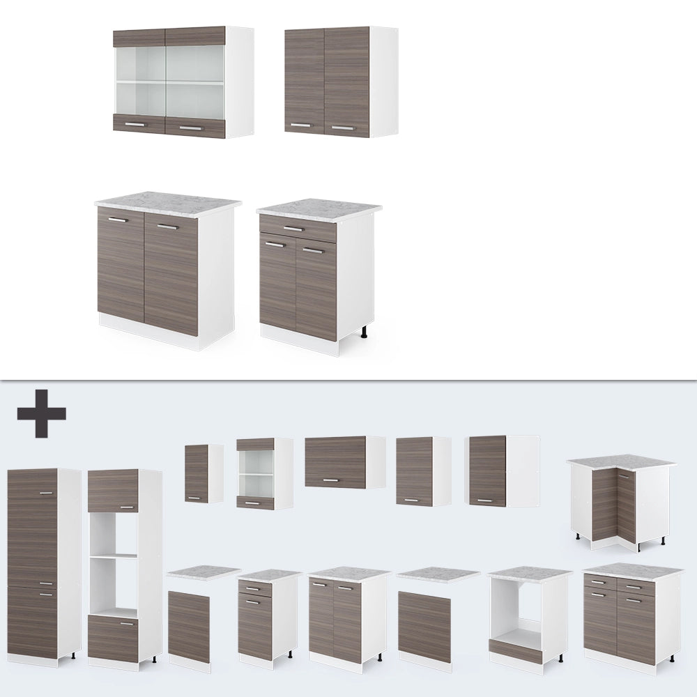Vicco Cucina monoblocco Grigio prezioso/bianco 140 cm , PL Rovere