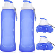 Set di 2 flaconi di sport 500 ml trasparenti opvougbili BPA liberi fitness yoga camminata esterna outdoor blu.