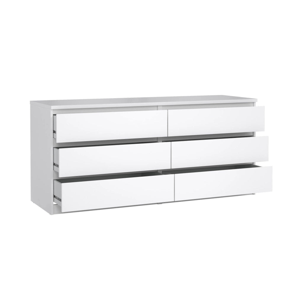 Credenza Joyce, Buffet da soggiorno, Madia da salotto, Dispensa da cucina, 154x50 h68 cm, Bianco lucido