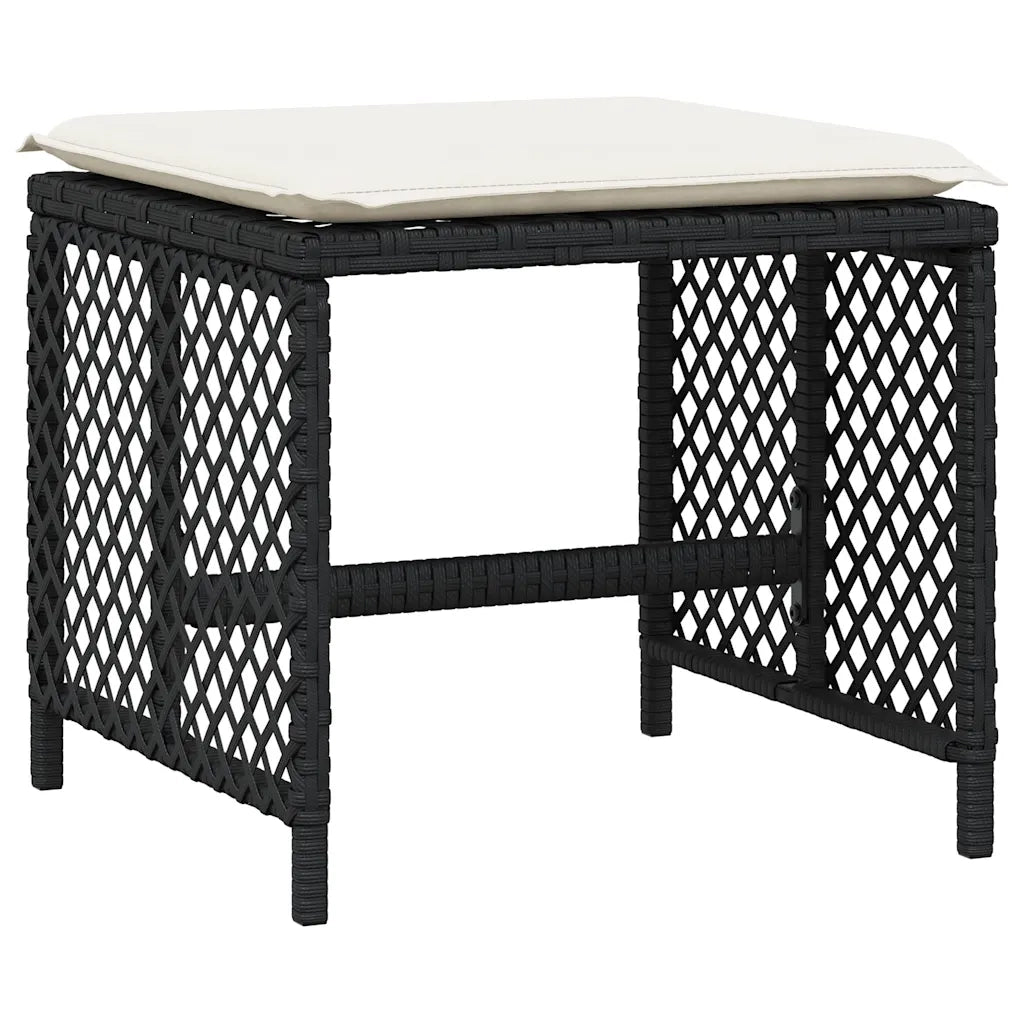 Set da Pranzo da Giardino 9 pz con Cuscini Nero in Polyrattan 3210783
