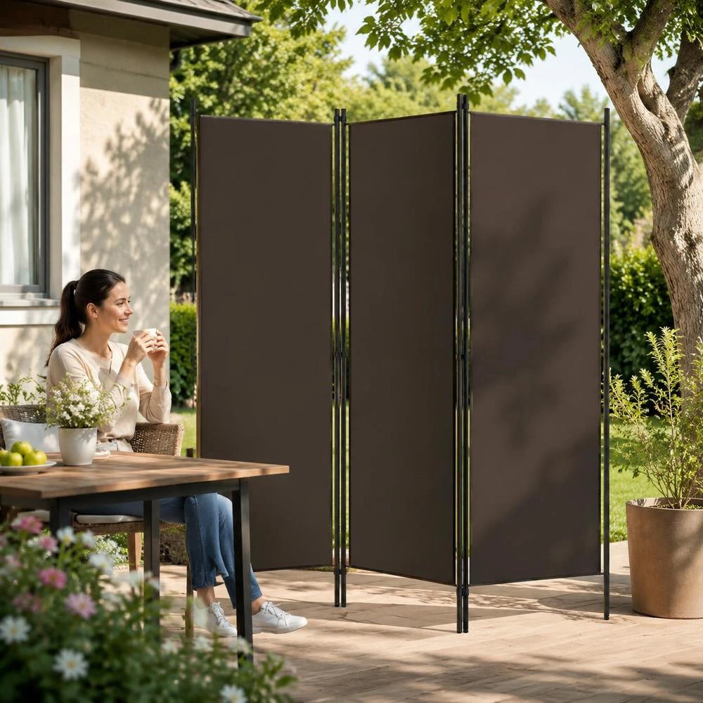 3-piece Room Divider, Brown, 150x180 Cm