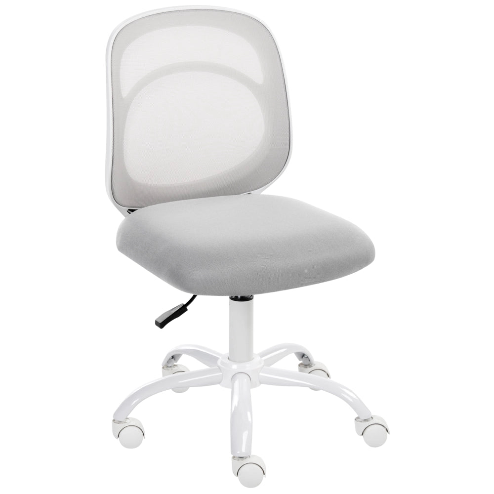 Sedia da scrivania Grigio chiaro Rivestimento in tessuto Base in ferro Girevole Altezza regolabile Senza braccioli home office cameretta