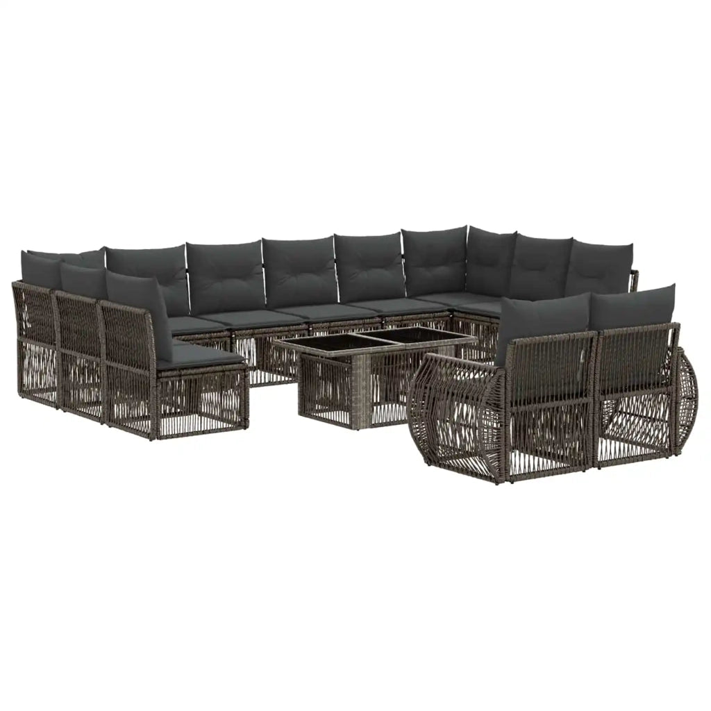 Set Divano da Giardino 13 pz Grigio e Grigio Scuro polyrattan 3437012
