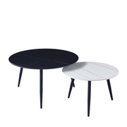 Tavolino da caffè GEMINI 1 - 2 parti (marmo bianco-oro + marmo nero-oro)