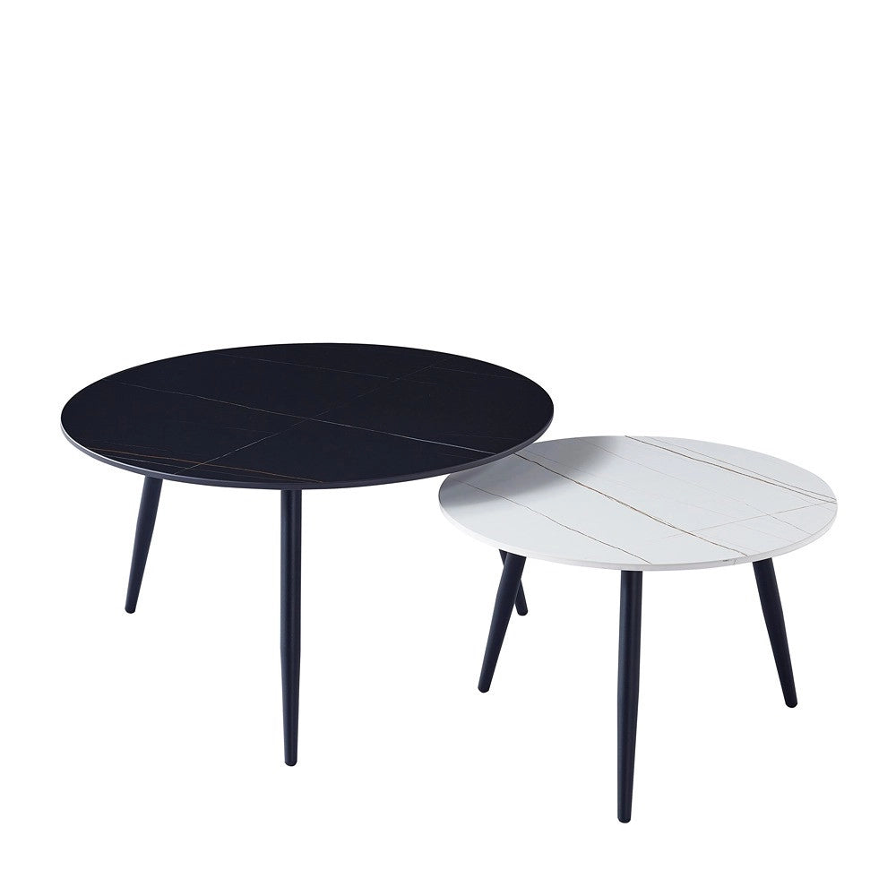Tavolino da caffè GEMINI 1 - 2 parti (marmo bianco-oro + marmo nero-oro)