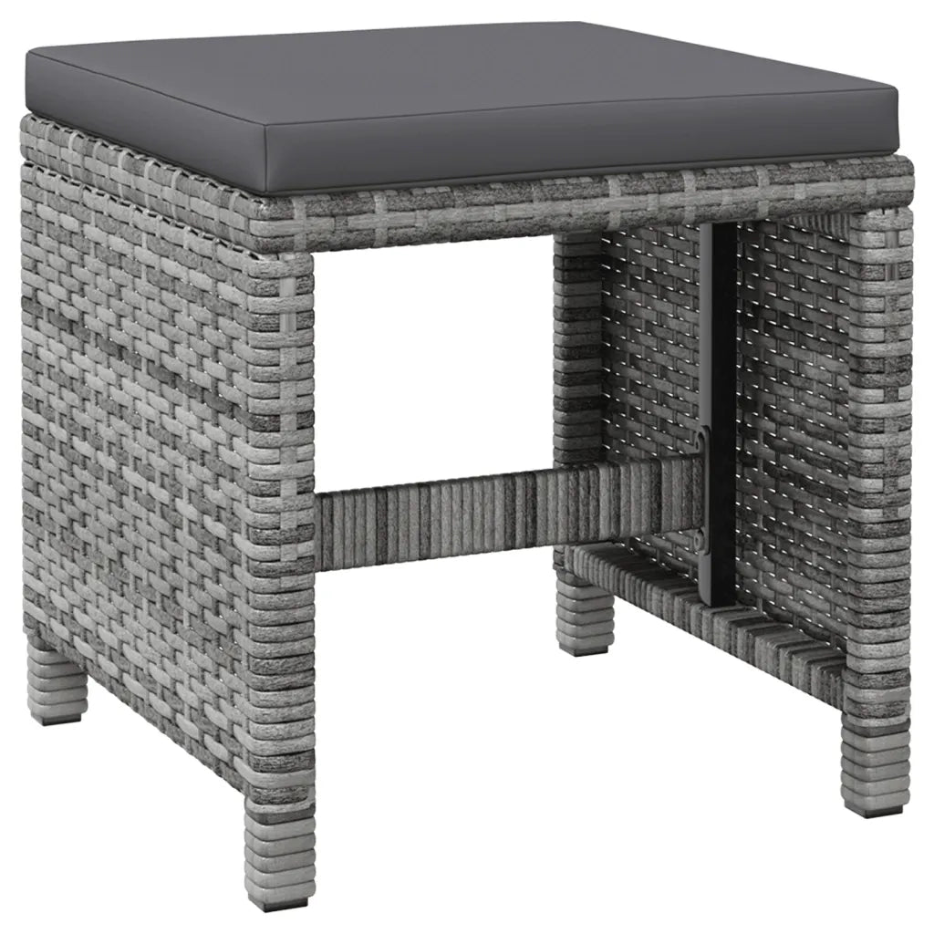 Set Sedie da Giardino con Poggiapiedi 4 pz in Polyrattan Grigio cod mxl 23211