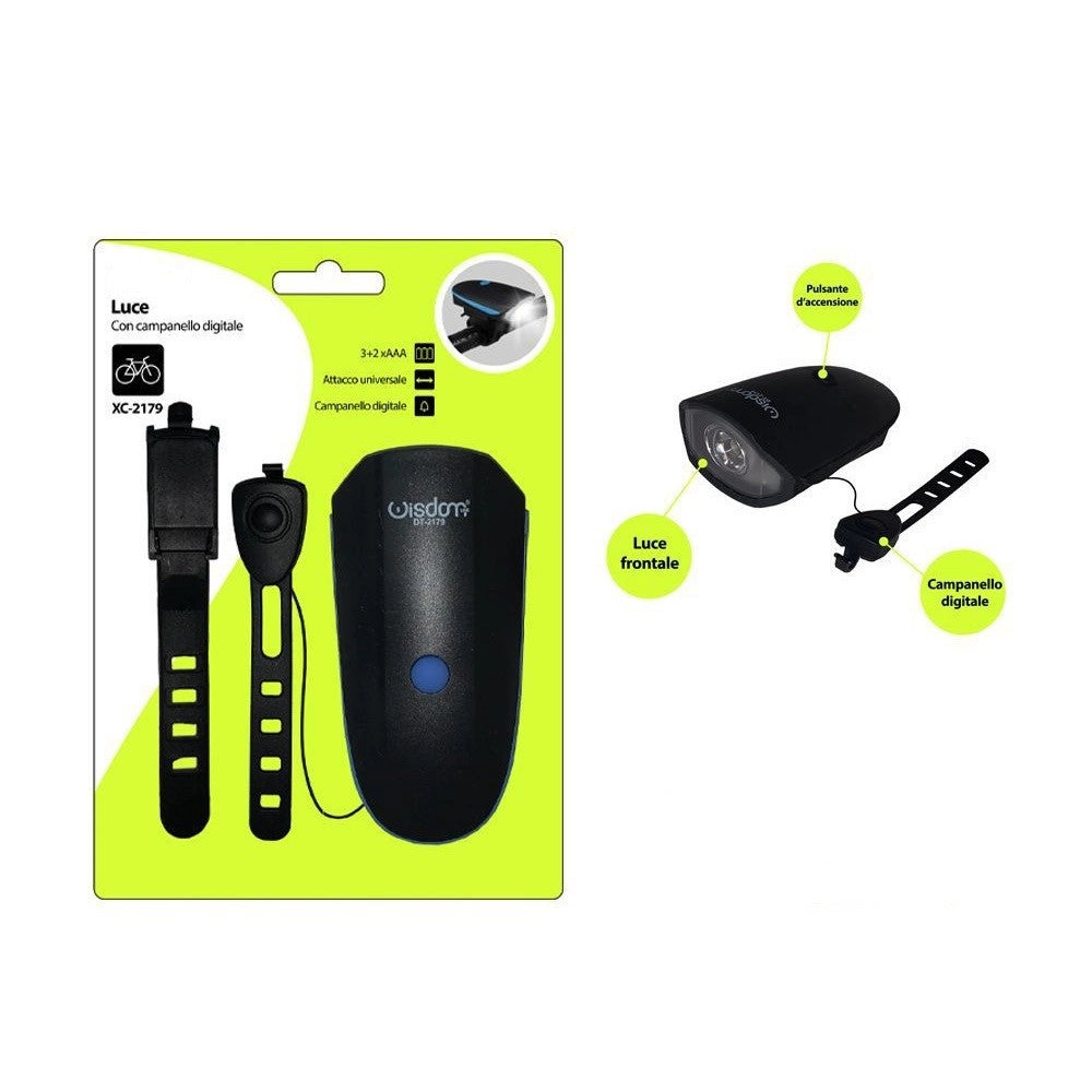 Trade Shop - Luce Anteriore Bicicletta Supporto Campanello Digitale Attacco Universale 2179 -