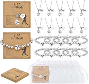 Set di braccialetti per softball - 10 braccialetti - 10 catenelle - 20 cartelle ispiratrici - 20 sacchetti di organza - souvenir di squadra - bracciale sportivo