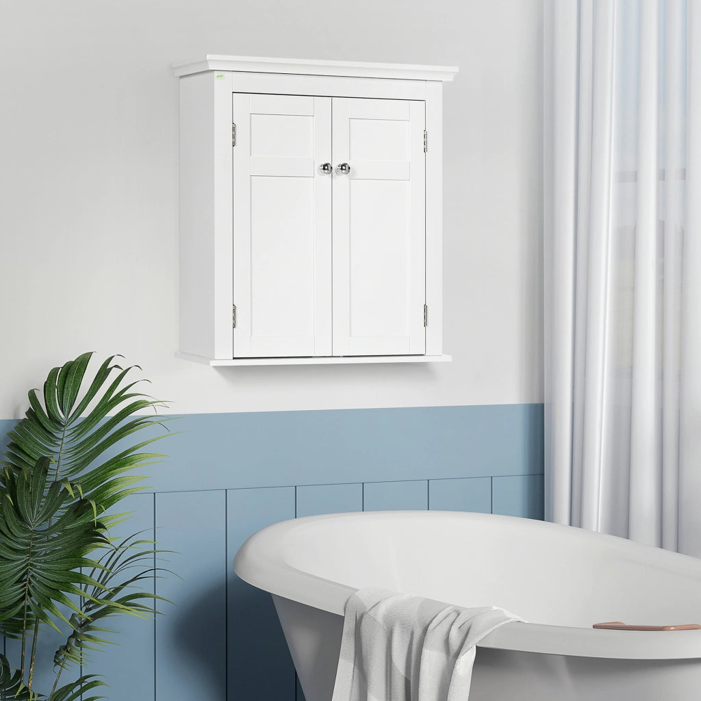 Mobile da Bagno Sospeso ¨C Xylo ¨C Bianco con Ante e Ripiani Regolabili 58x24x60 cm