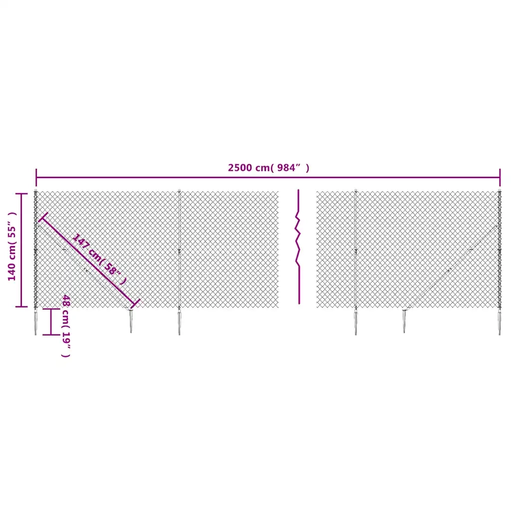 Recinzione a Rete con Picchetti Ancoraggio Verde 1,4x25 m 153931