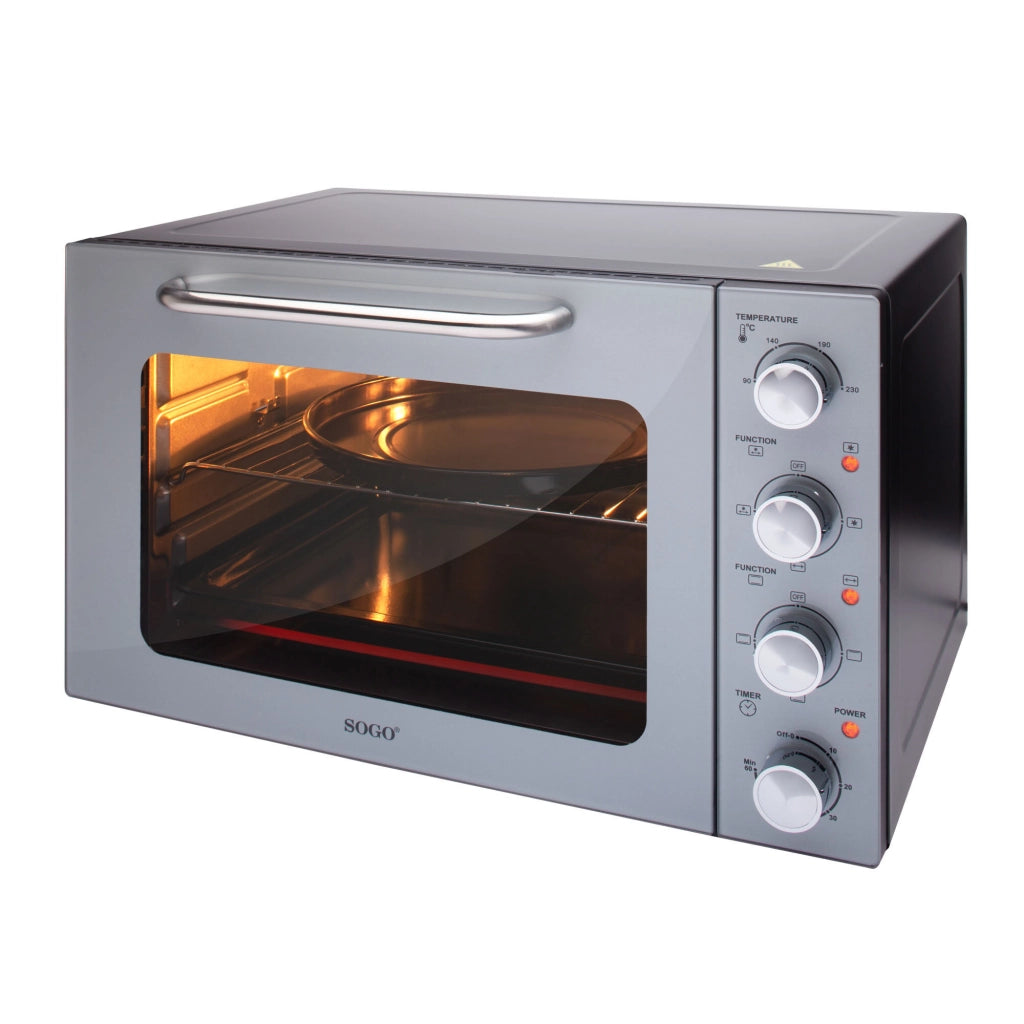 Forno elettrico convezione 48L con girarrosto e grill, 6 funzioni cottura, termostato 90-230°C, timer 60min 1800W - SOGO