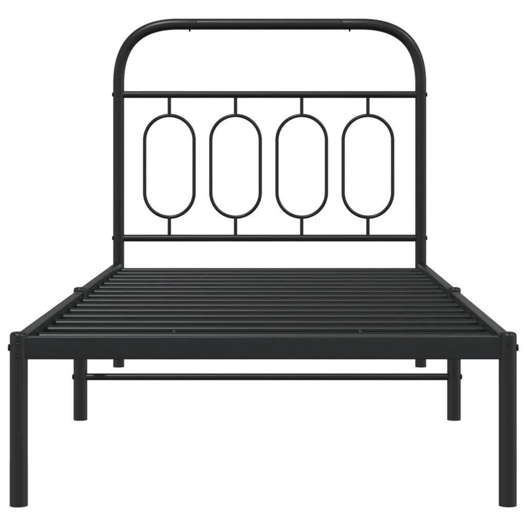Giroletto con Testiera in Metallo Nero 90x190 cm 377109