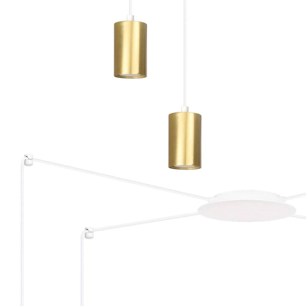 Lampada a sospensione TRAKER in acciaio bianco e oro