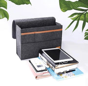 Organizzatore per caddy da appendere - porta libri e riviste - protezione per iPad e smartphone - maniglia antiscivolo - velluto spesso - grigio scuro