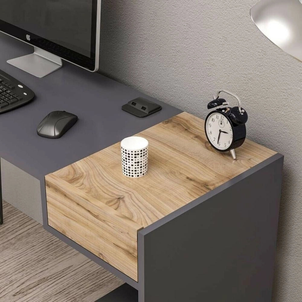 Scrivania 121x45x76 cm con porte usb Candy antracite noce