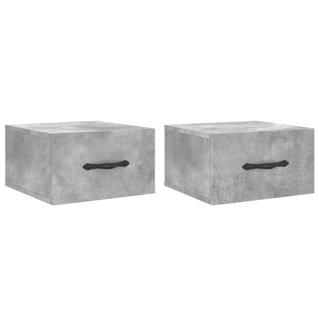 Comodini a Muro 2 pz Grigio Cemento 35x35x20 cm 829813