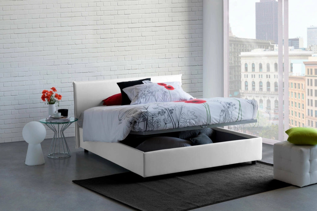 Letto Matrimoniale Ashlee, Letto Matrimoniale Sfoderabile Made in Italy, Bianco