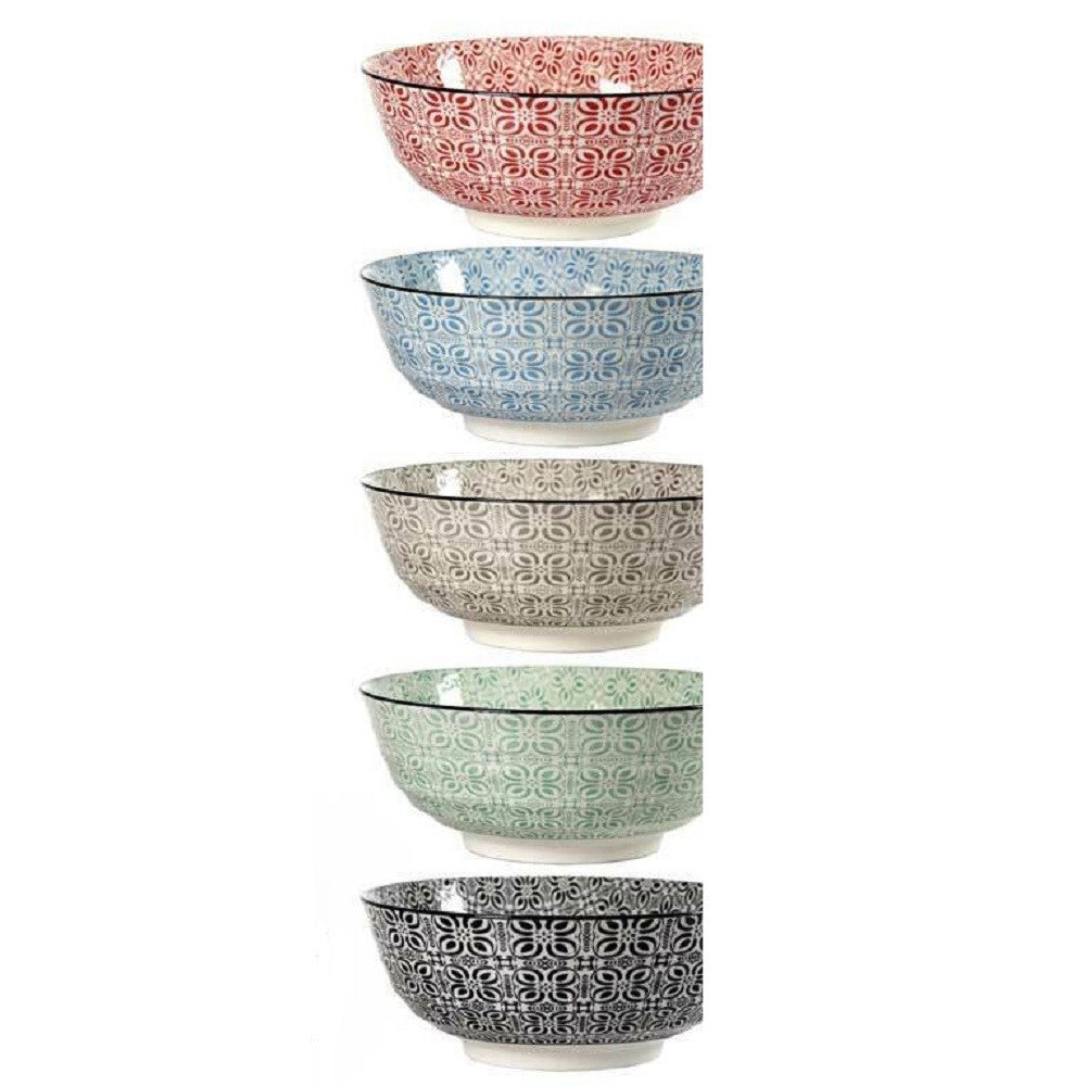 Trade Shop - Ciotola Tonda In Ceramica Decorata Multiuso Marracash 18x18x7cm 6 Colori 771606 -