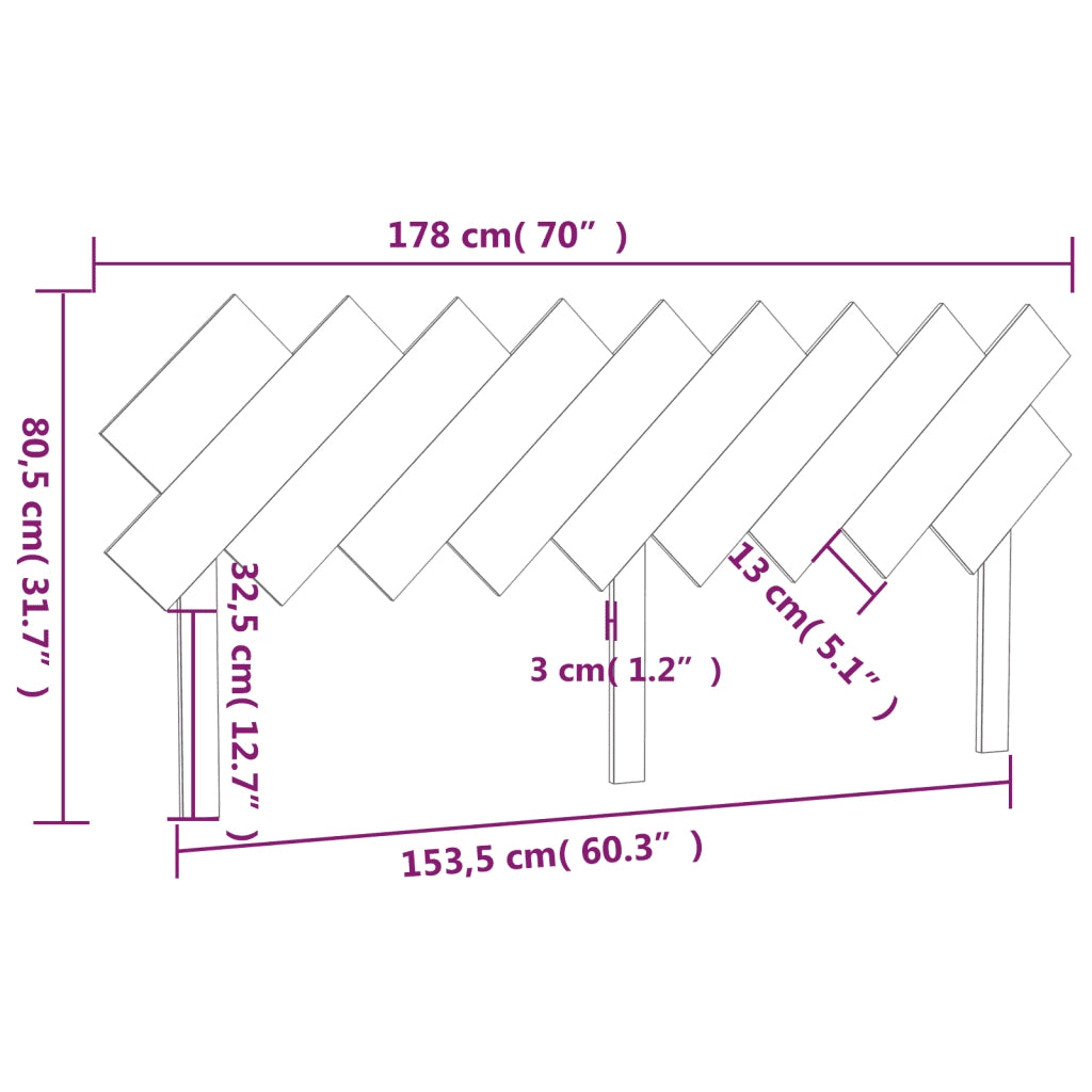 Testiera per Letto-Testata-Testiera Decorativa Bianca 178x3x80,5 cm Legno Massello di Pino