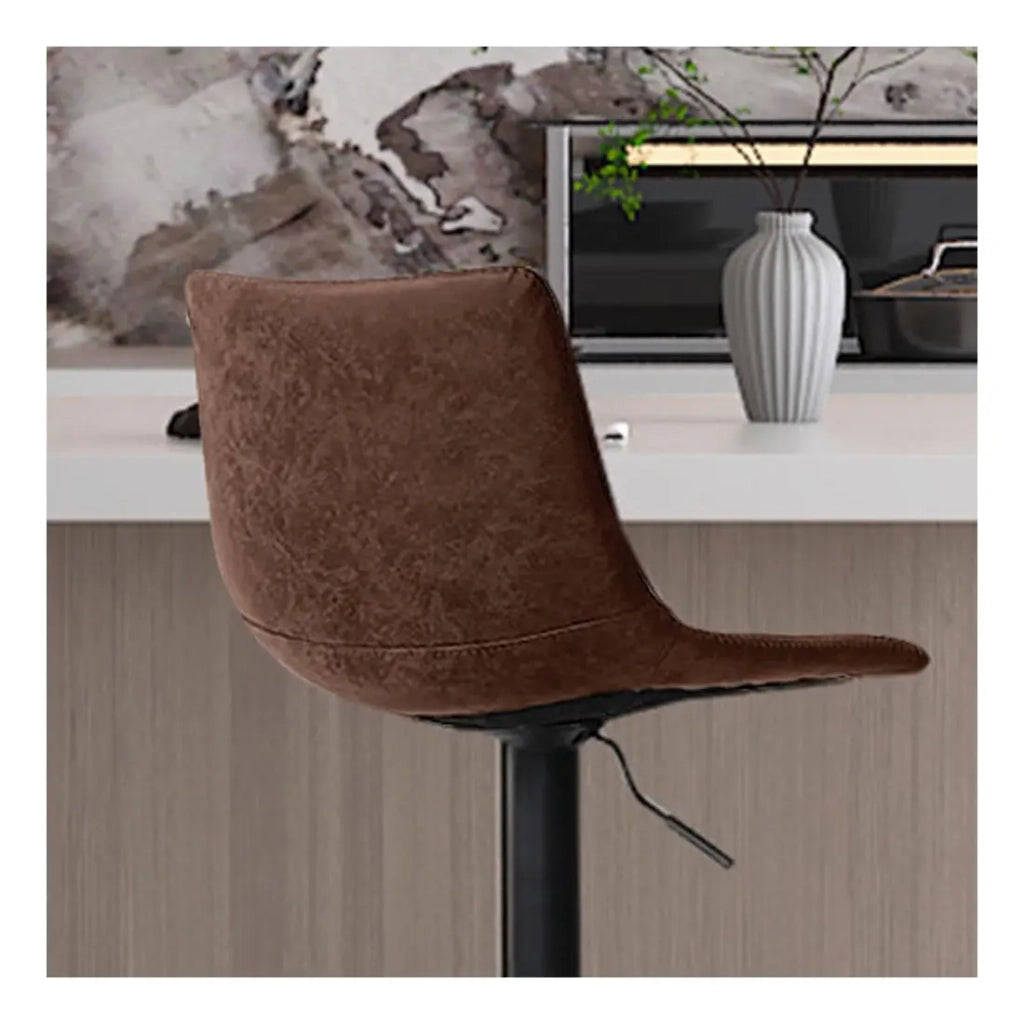 Sgabello da bar SOUL - PU marrone - Altezza regolabile 88-109 cm - Piedi in metallo - Stile vintage