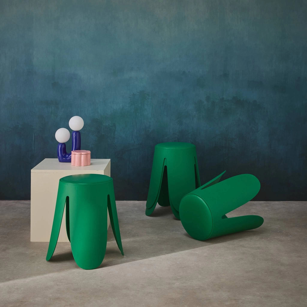Set 4 sgabelli impilabili in ecopelle, verde