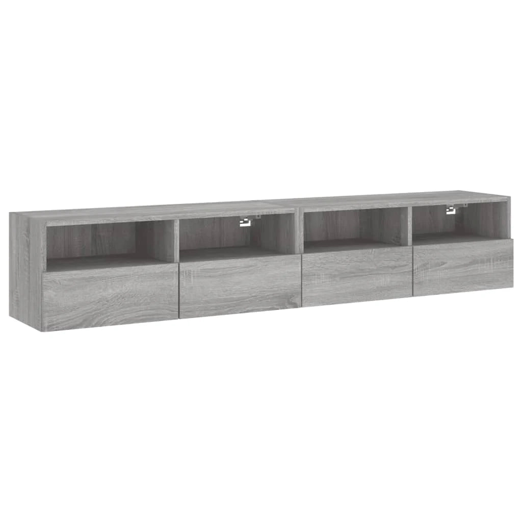 Mobile TV multimediale da parete mensola TV credenza TV per sala da pranzo soggiorno camera da letto 2 pezzi Sonoma 80 x 30 x 30 cm legno ingegnerizzato grigio 02_0029032