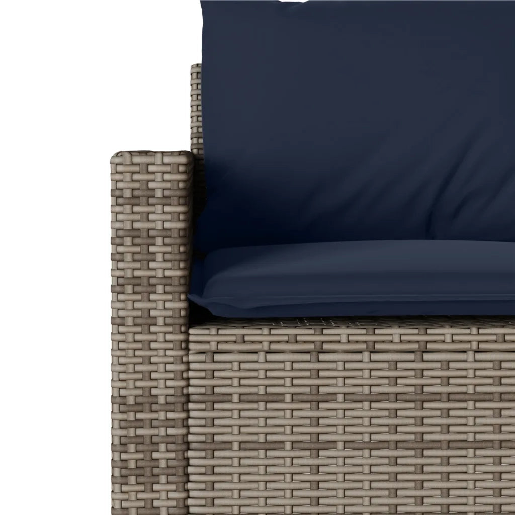 Set da Pranzo da Giardino 2 pz | Set Salotto da Giardino con Cuscini in Polyrattan Grigio