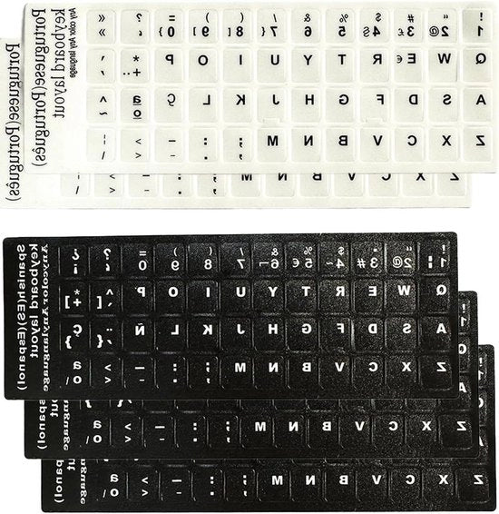 Set di 5 etichette per tastiera - Etichette con lettere bianche per tastiera laptop - 3 nero 2 bianco - Migliorata esperienza di tastatura