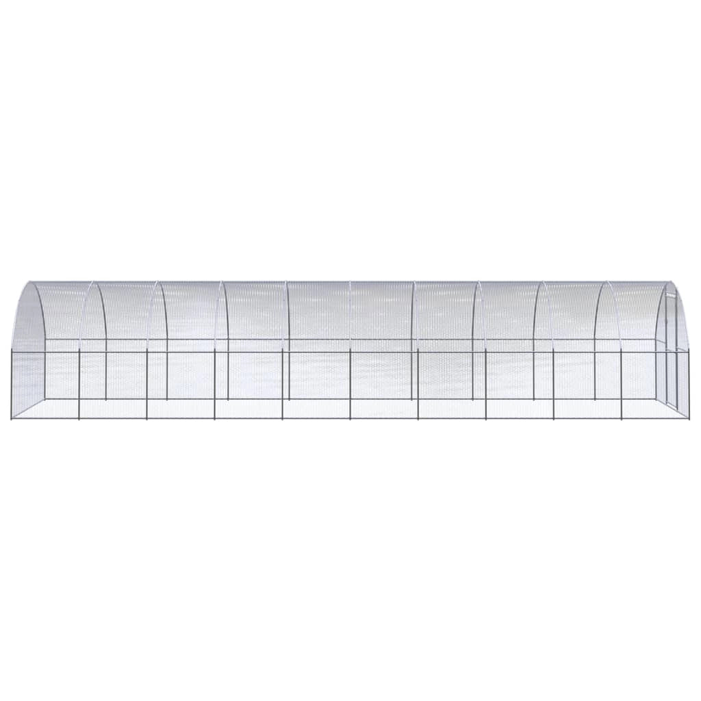 Pollaio recinto per polli da esterno 3 x 10 x 2 m acciaio zincato argento 02_0043998