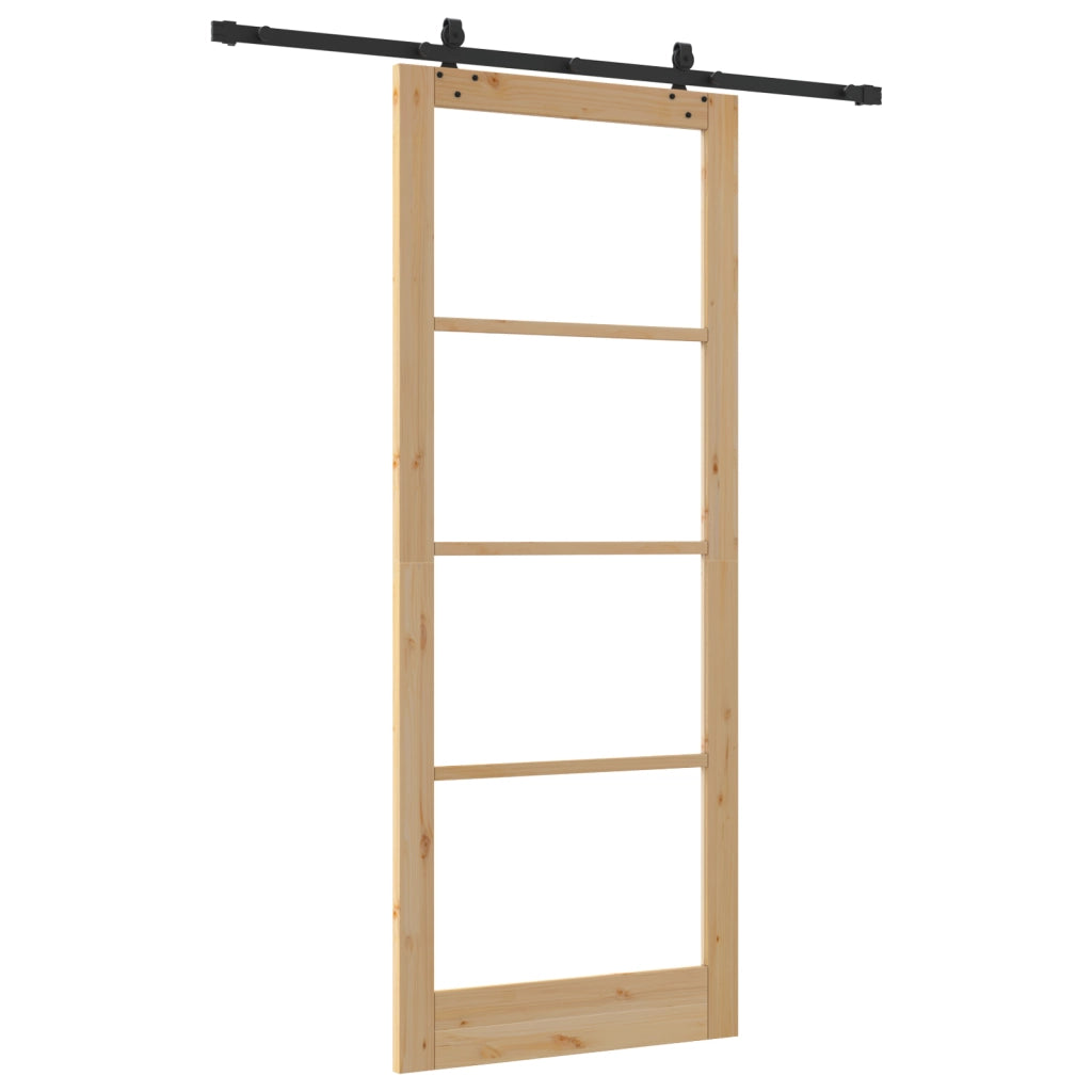 Porta scorrevole  con set di ferramenta 'ORKDAL'Legno massello e vetro