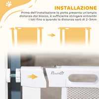 Cancellino per Cani Regolabile 75-82x76 cm con Chiusura Automatica in Acciaio e ABS Bianco