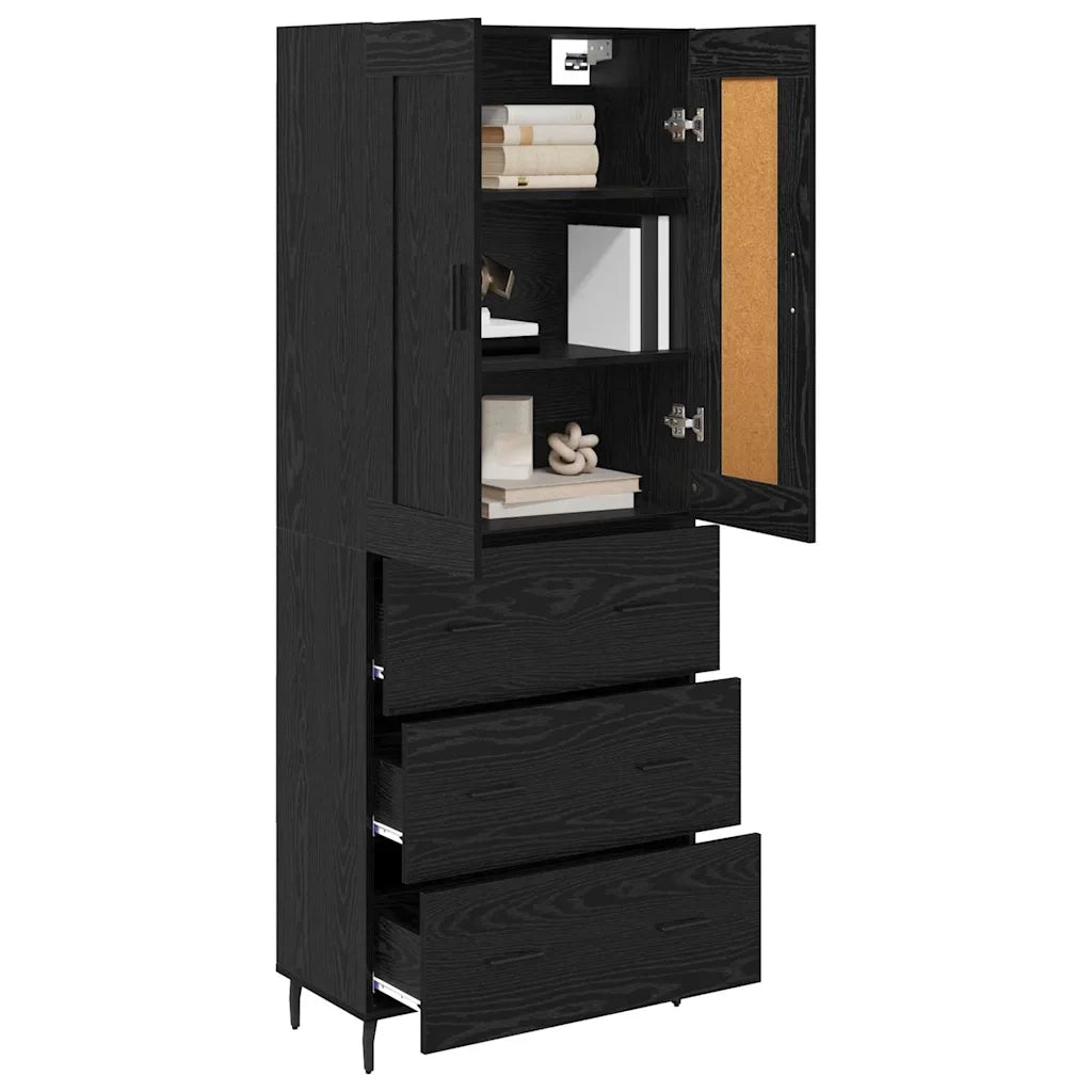 Credenza con cassetto 2 pcs Rovere Nero Legno multistrato 3416083