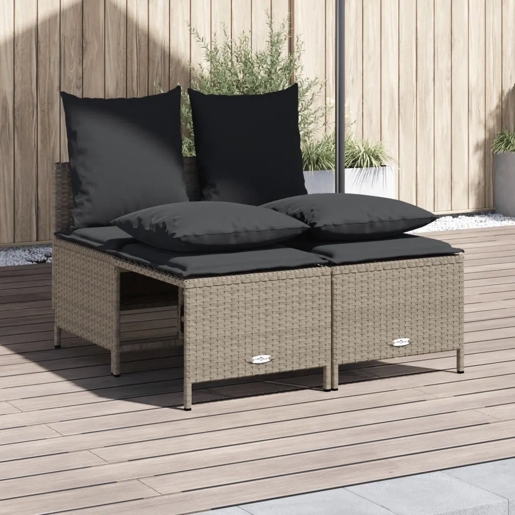 Set Divano da Giardino 4 pz con Cuscini-Sofa da Giardino-Divanetto da esterno Grigio Chiaro Polyrattan 885737