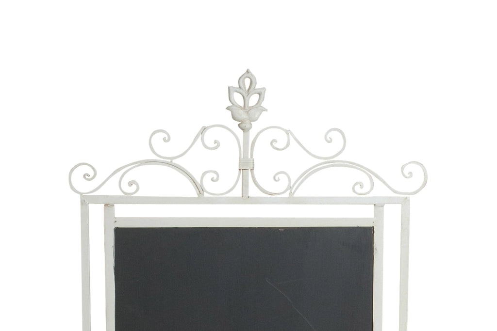 Biscottini Lavagna da terra in ferro battuto. Finitura bianco antico L52XPR40XH133 cm