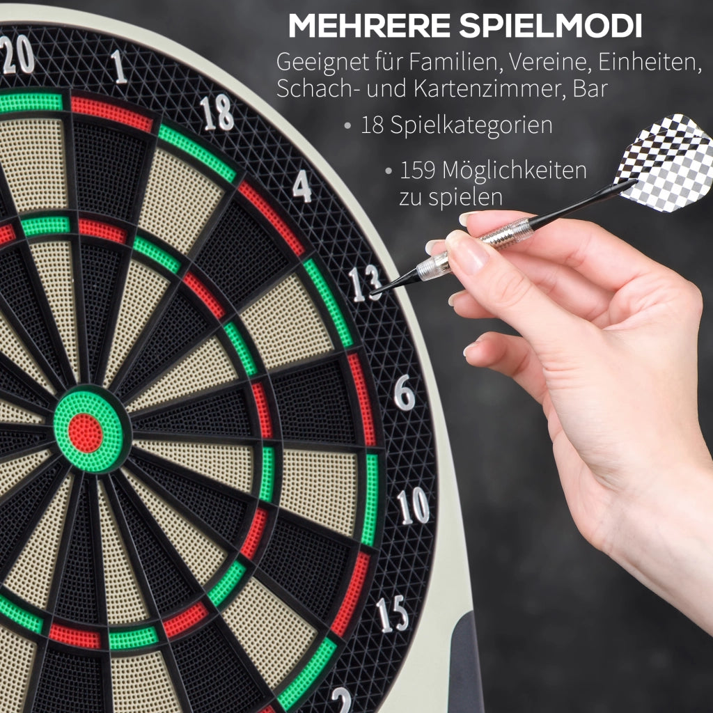 Bersaglio elettronico per freccette con display LCD, 6 freccette, 24 punte, 18 giochi, 159 opzioni di punteggio, per 8 giocatori