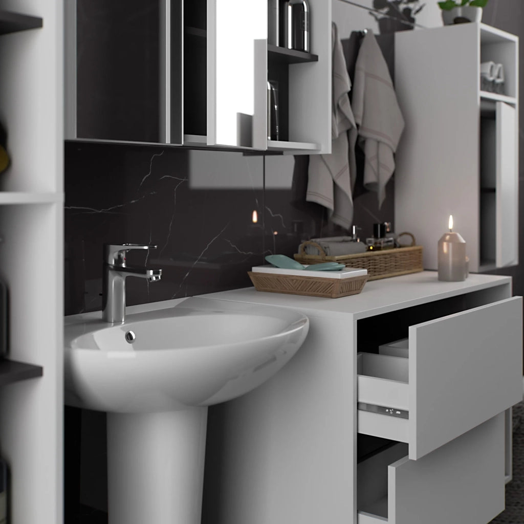 Mobile bagno sospeso VAMI Bianco, Grigio Grafite 35 cm 1 anta 35x30x80 cm