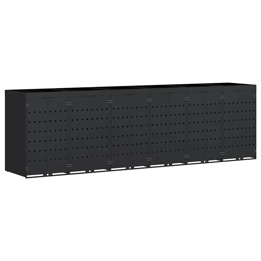 Contenitore per Rifiuti per 6 Bidoni Nero 408 x 77,5 x 121,5 cm