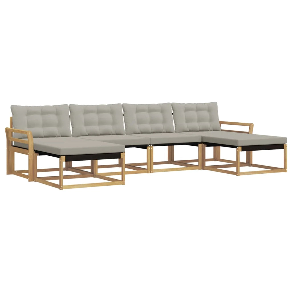 Set di divani da esterno 6 pcs Bianco e Grigio Chiaro