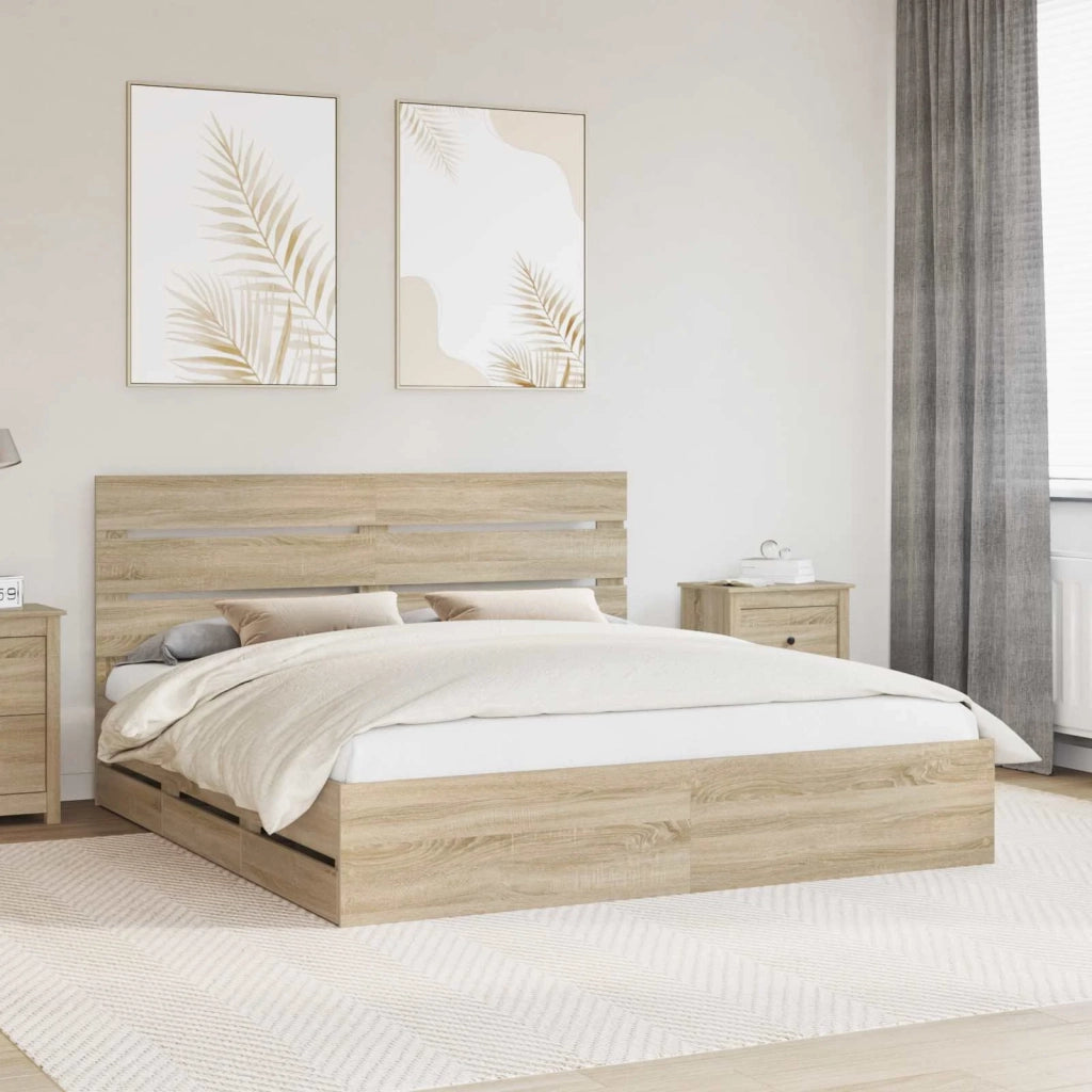Struttura del letto con cassetto Rovere Sonoma 200 x 200 cm