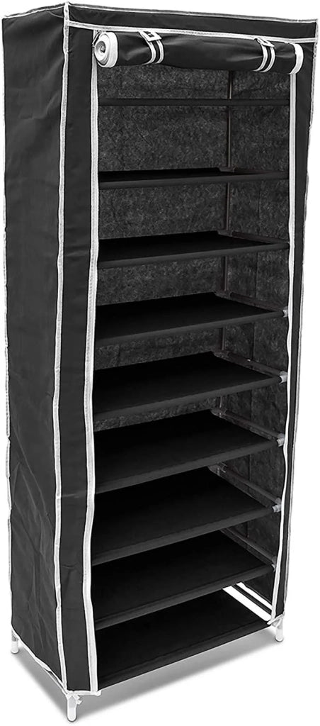 Scarpiera pieghevole in tessuto per 36 paia di scarpe nera 13_0000255_3