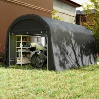 Ripostiglio da Giardino con Telo in Plastica, Tettoia per Attrezzi, Garage Pieghevole, 300 x 450 x 230 cm, Grigio Scuro