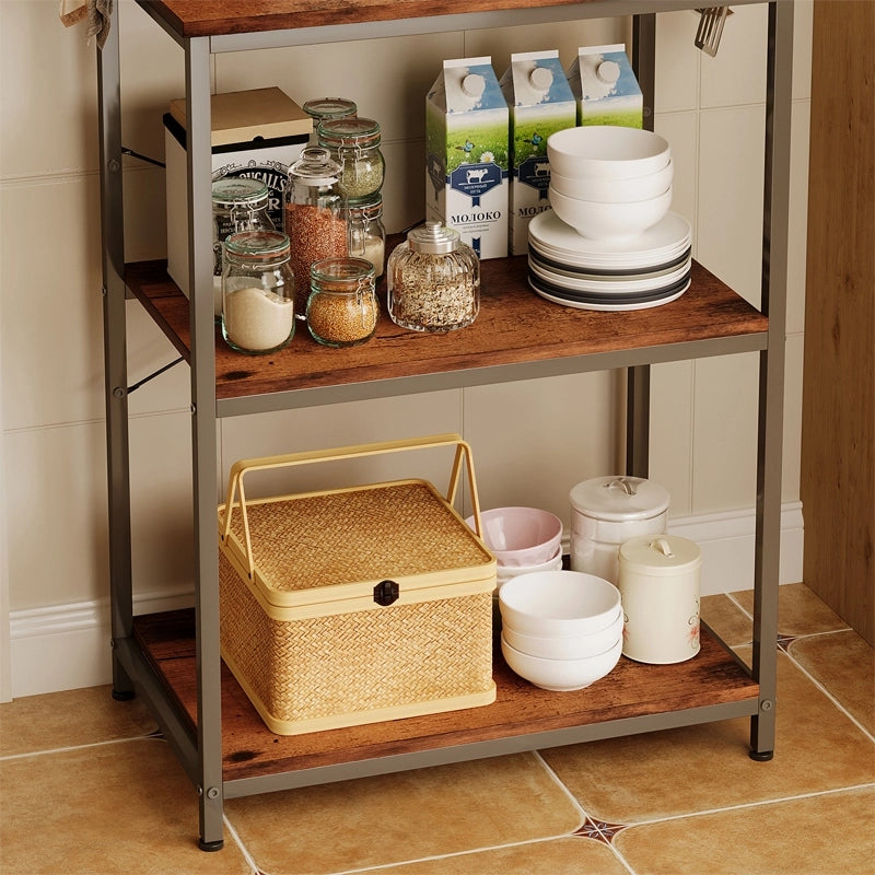 Scaffale multifunzionale mobile da cucina vintage retro marrone loft 6 ripiani 166 cm