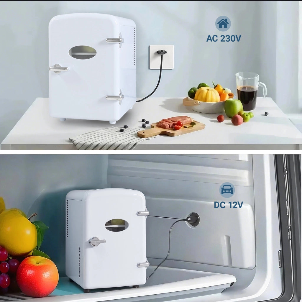 ZMH Mini frigo 4L bianco 12V/230V silenzioso per auto campeggio ufficio